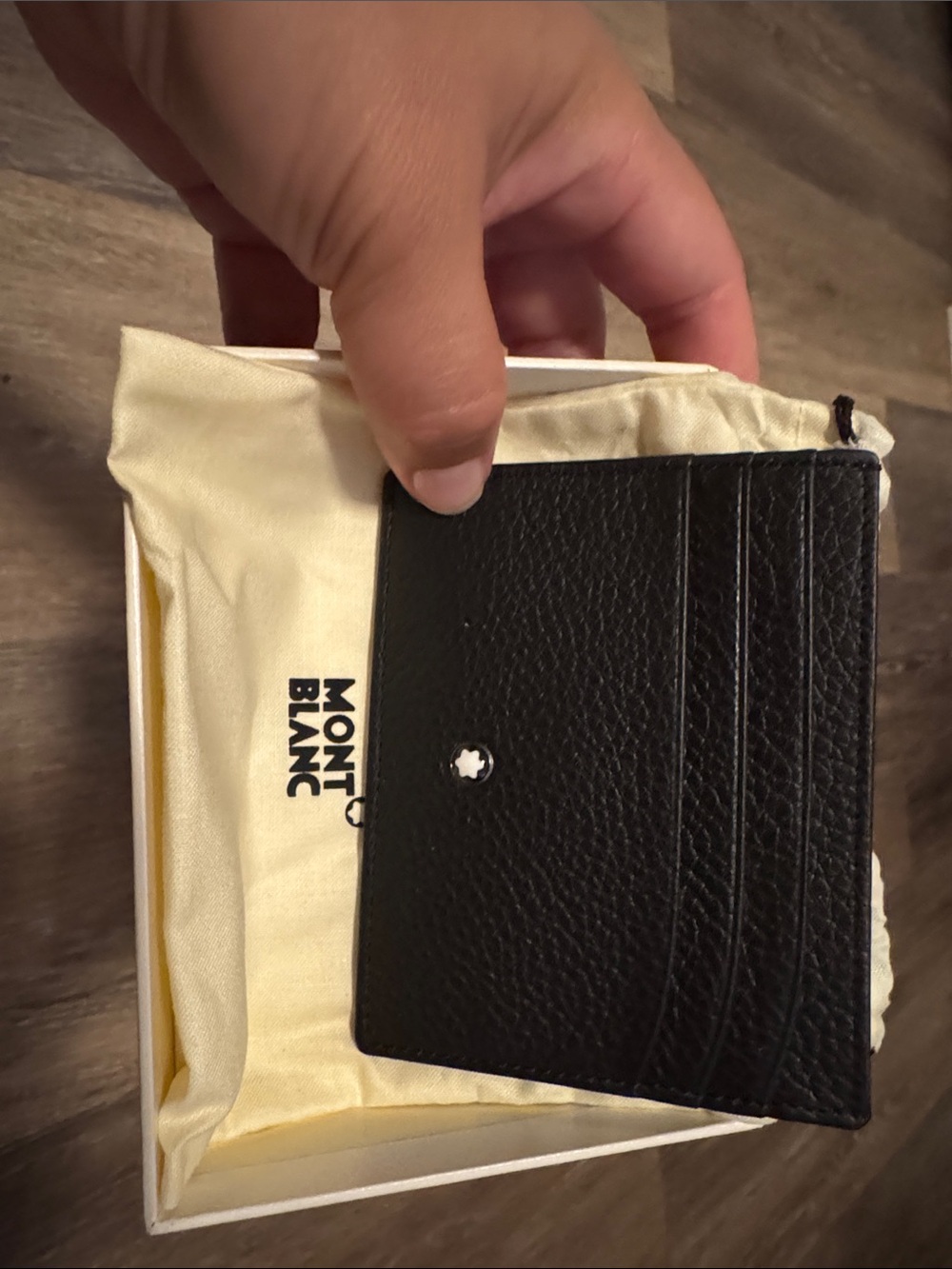 Montblanc Black soft grain Leather credit Card wallet